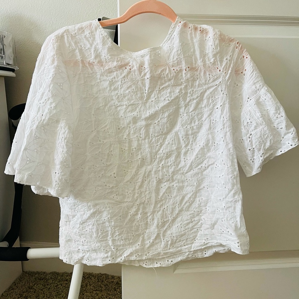 Embroided eyelet top